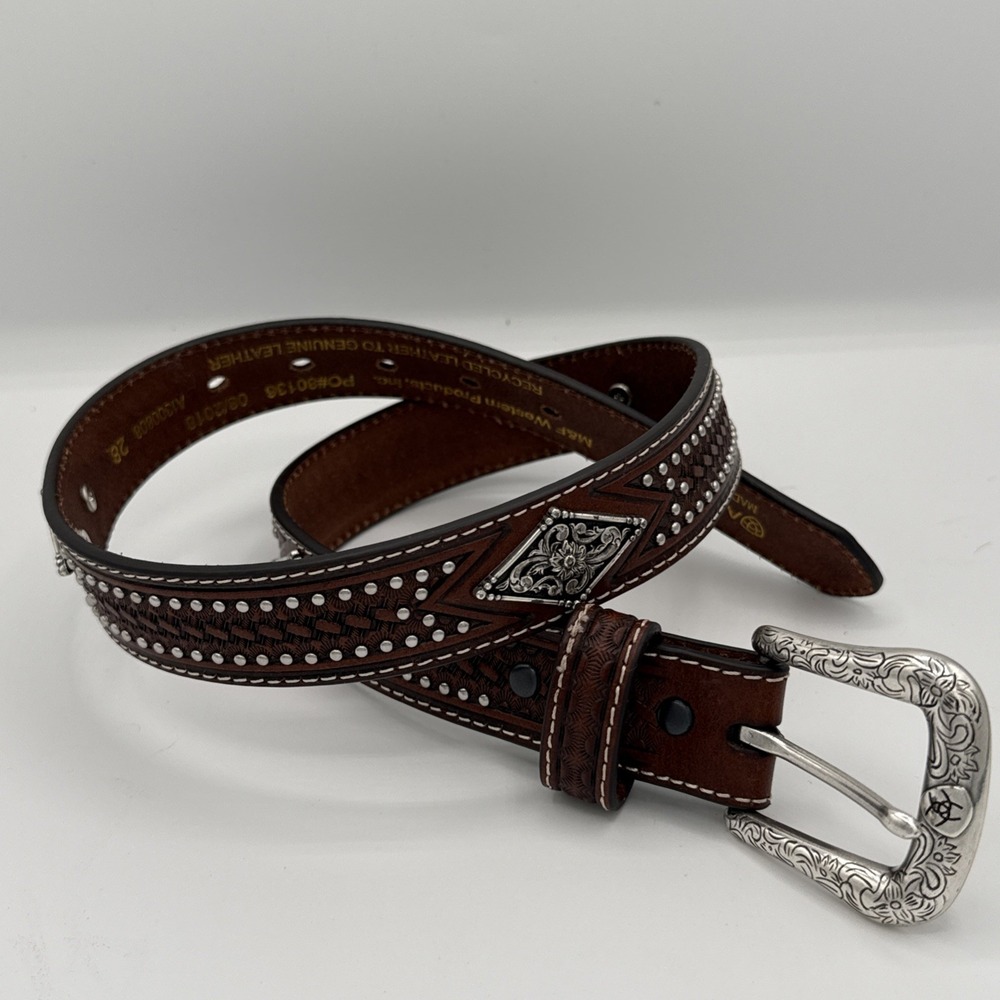 Ariat Boys Diamond Concho Basketweave Leather Belt Style A1300808